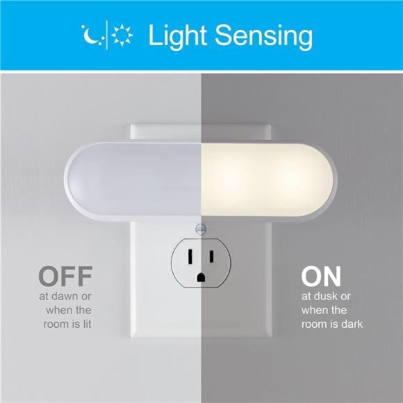 LED Light Bar Night Light, 100 Lumens, 2 Pack, Dusk-to-Dawn Sensor, Auto/On/Off - Picture 4 of 7